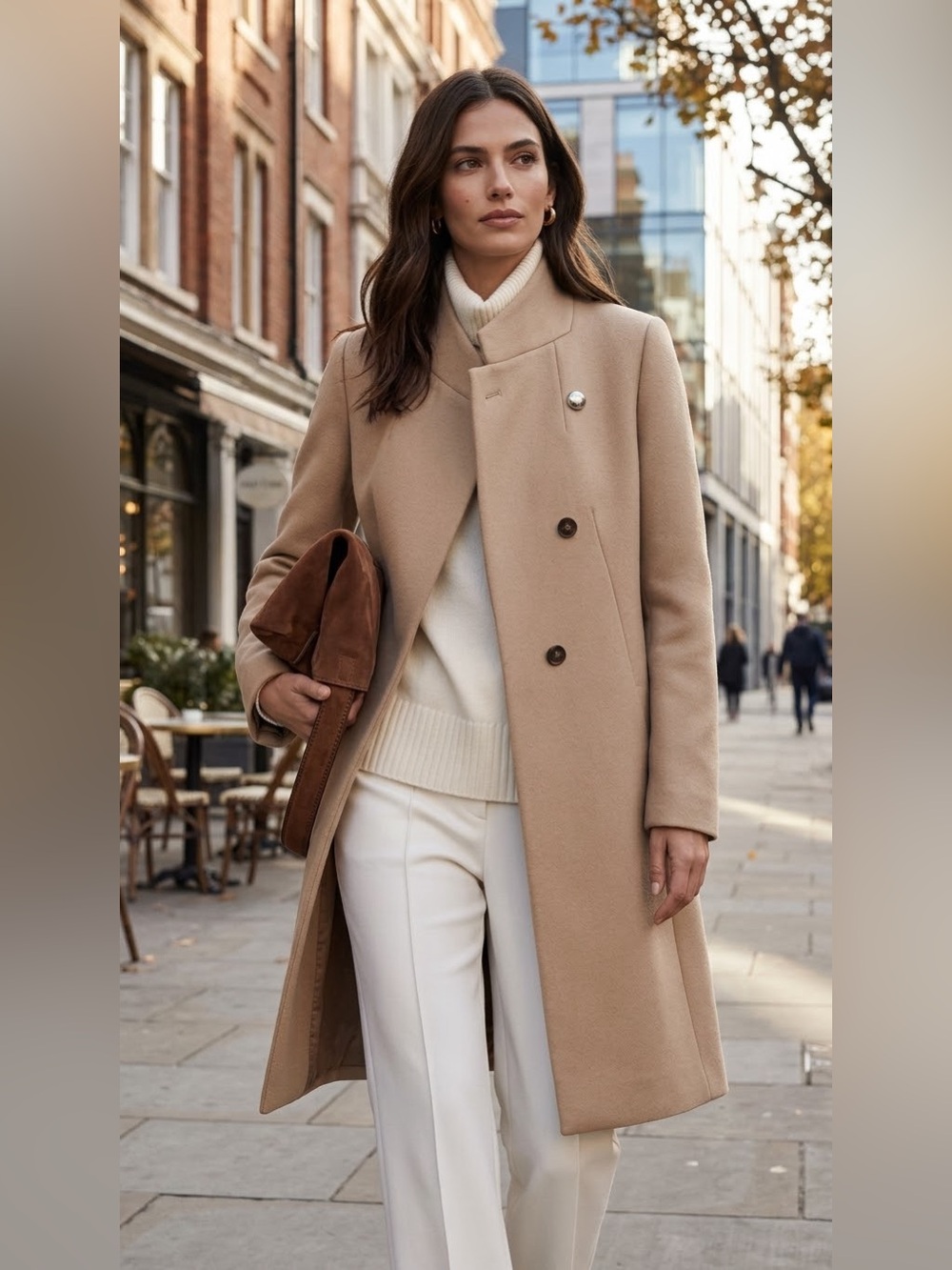 NWT Reiss Max Wool Blend Coat SZ 8 in CAMEL